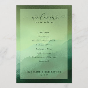 Programa de Cerimônia de Casamento Verde Sereno