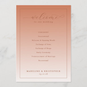 Programa de Cerimônia de Casamento Warm Peach