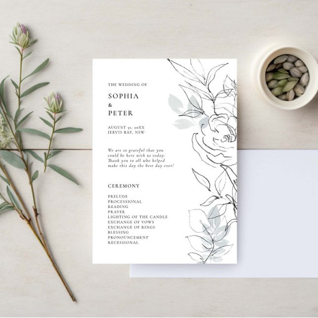 Programa de Cerimônia de Esboço de Folhagem Botâni (Criador carregado)