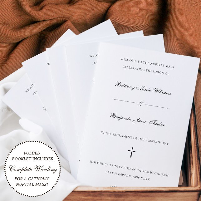 Programa de Cerimônia de Missa de Casamento Católi (Criador carregado)