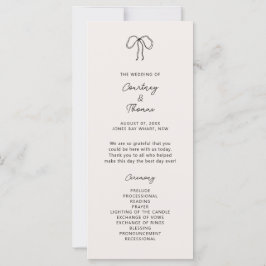 Programa de cerimônia de núpcias brancas desenhada