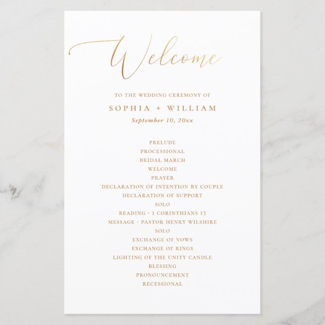 Programa de Cerimônia de Script Dourado Clássico M (Frente)