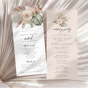 Programa de Cerimônia Dusty Rosa Boho Pampas Grass