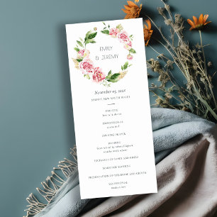 PROGRAMA DE CERIMÔNIA FLORAL DE CASAMENTO DE PESS