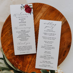 Programa de Cerimônia Floral de Casamento marinho