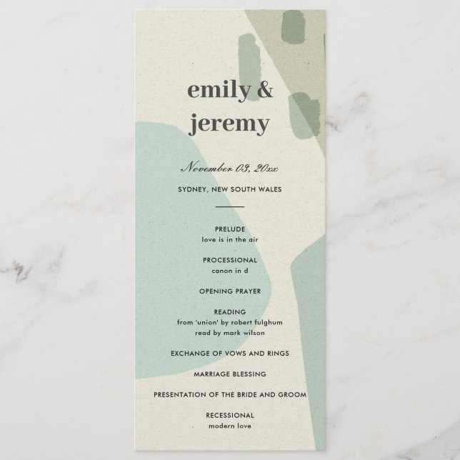 PROGRAMA DE CERIMÔNIA MODERNA ABSTRATO AQUA ART WE (Frente)