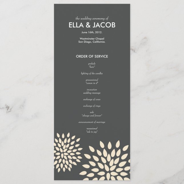 Programa de Cerimônia // Posh Petals // Vanilla (Frente)