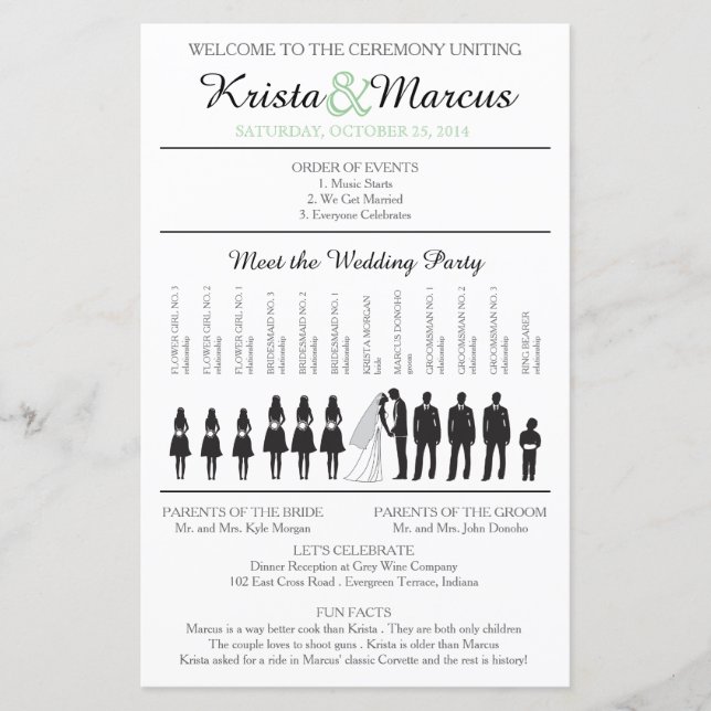 Programa de Cerimônia Simples de Silhouettes (Frente)