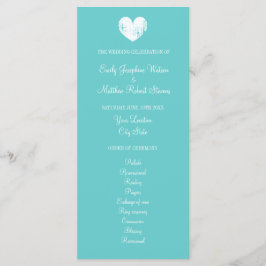 Programa de cerimônias de casamento azul-turquesa 