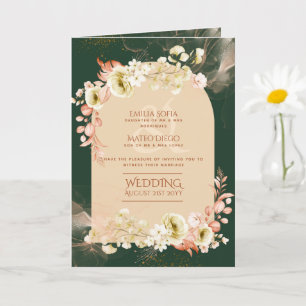 Programa de Convite de casamento Floral Verde Emer
