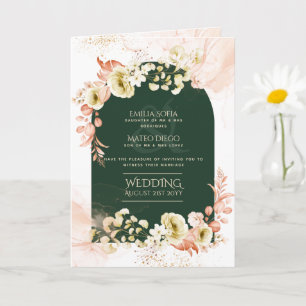 Programa de Convite de casamento Floral Verde Emer