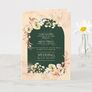Programa de Convite de casamento Floral Verde Emer