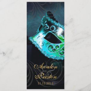 Programa de Convite de Casamento Teal Masquerade