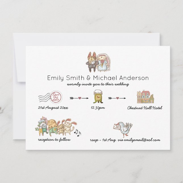 Programa de Convite de Cronograma de Casamento Íco (Frente)