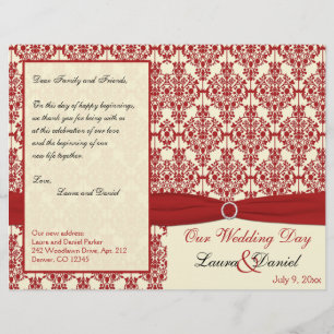Programa de creme e vermelho do casamento tema