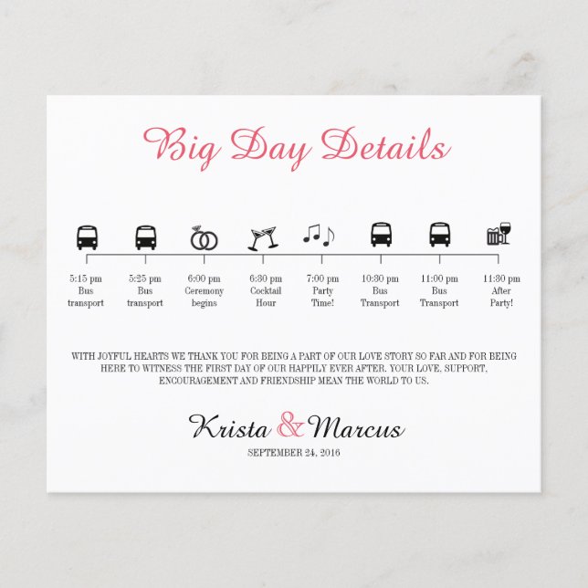 Programa de Cronograma de Casamento de Ícones (Frente)