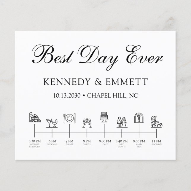 Programa de Cronograma de Dia de Casamento Elegant (Frente)