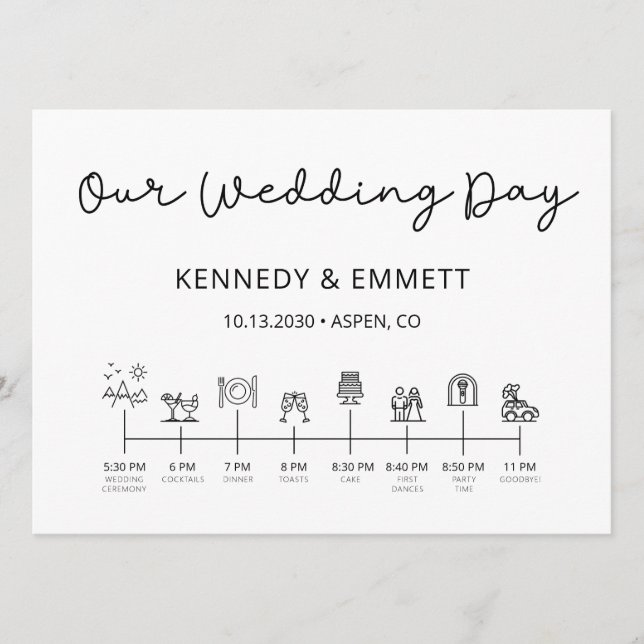 Programa de Cronograma do Dia do Casamento das Mon (Frente)