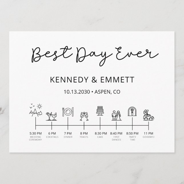 Programa de Cronograma do Dia do Casamento das Mon (Frente)