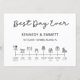 Programa de Cronograma do Dia do Casamento na Prai