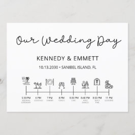 Programa de Cronograma do Dia do Casamento na Prai