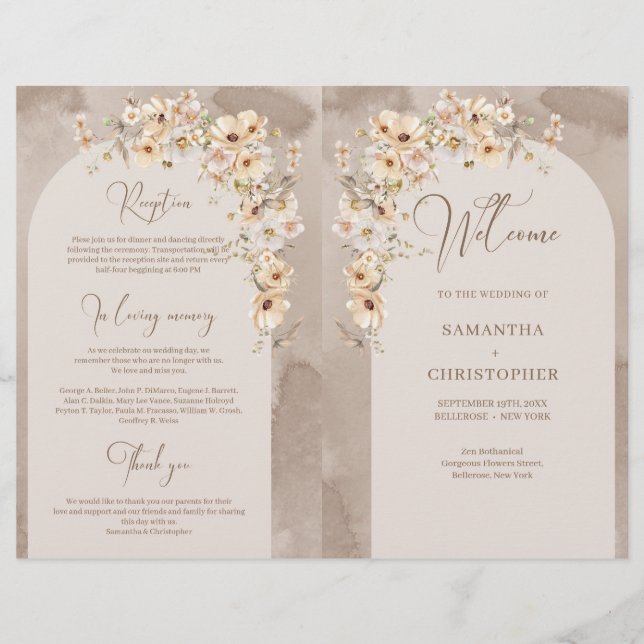 Programa de dobras de marfim selvagem Flores boho (Frente)