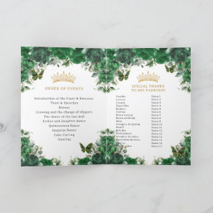 Programa de eventos do Quinceañera Emerald Green P