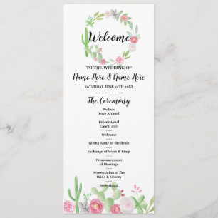 Programa de Flores de Cacto de Casamento Fiesta Ca