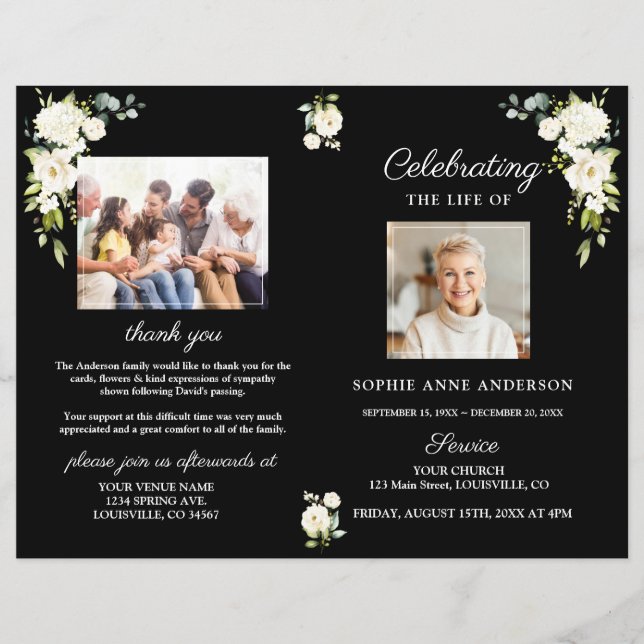 Programa de Foto do Serviço Funeral de Flores Bran (Frente)