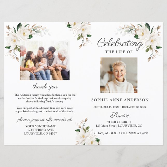 Programa de Fotografia do Serviço Funeral Magnolia (Frente)