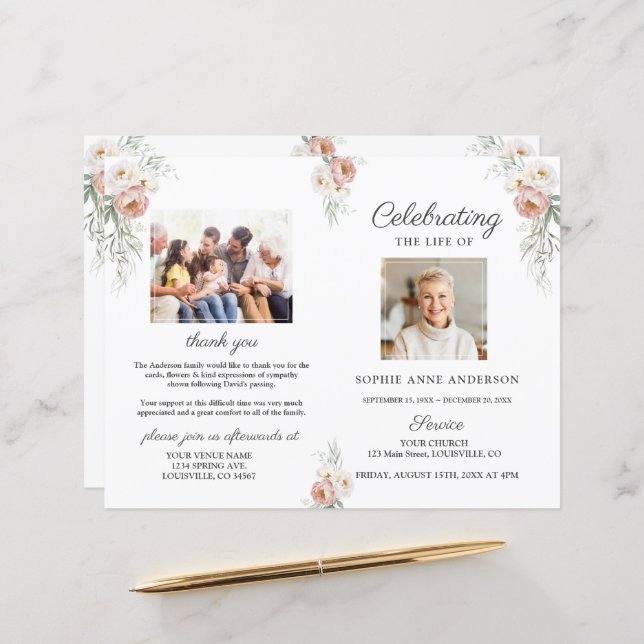 Programa de Fotos de Serviço Floral Rosa Poeirento (Frente/Verso In Situ)