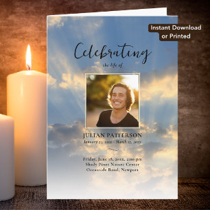 Programa de Funeral Celebração da Vida no Pôr do S