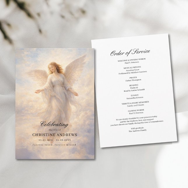 Programa de Funeral Celebração de Vida Anjo (Angel Celebration of Life Funeral Program)