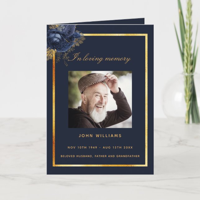 Programa de funeral clássico de foto floral de our (Frente)