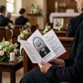 Programa de Funeral com Foto de Arco Minimalista d