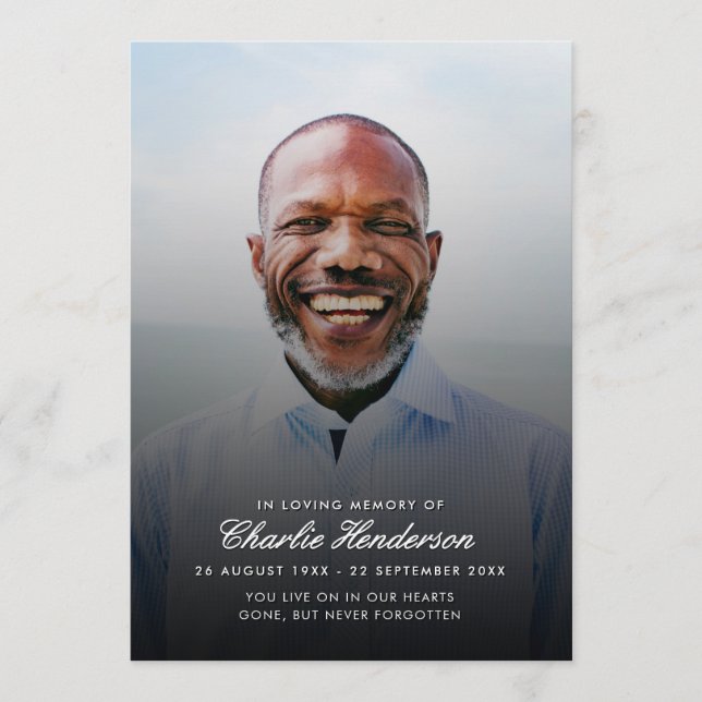 Programa de Funeral com Foto em Script Moderno (Frente)