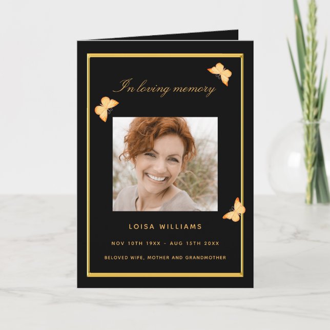 Programa de funeral de borboletas de ouro negro fo (Frente)