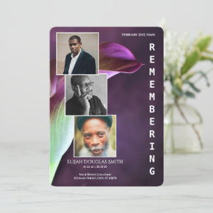 Programa de Funeral de Lírio-de-Calla Roxo com 3 F