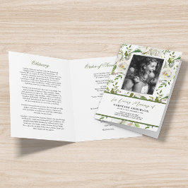 Programa de Funeral Memorial Floral Elegante
