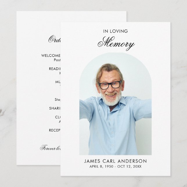 Programa de Funeral Minimalista Elegante Memorial  (Frente/Verso)
