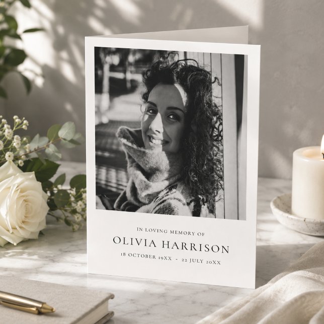 Programa de Funeral | Ordem de Serviço Memorial Do (Personalized folded funeral program with photo for memorial and celebration of life services.)