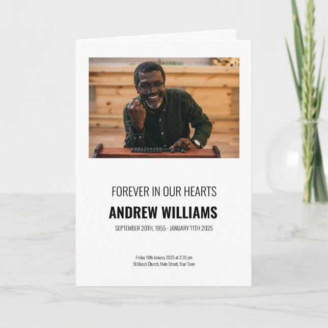 Programa de Funeral | Ordem de Serviço Preto e Bra (Frente)