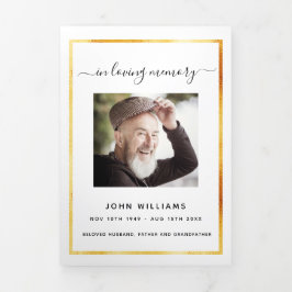 Programa de funerárias triplo elegante com foto de