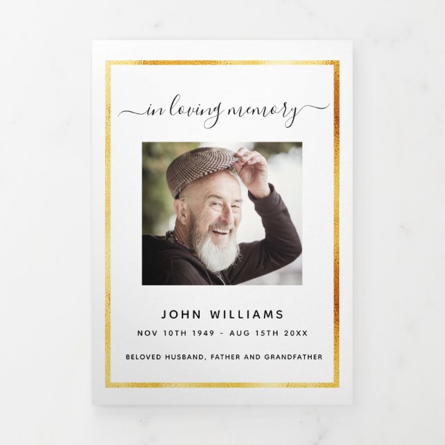 Programa de funerárias triplo elegante com foto de (Cobrir)