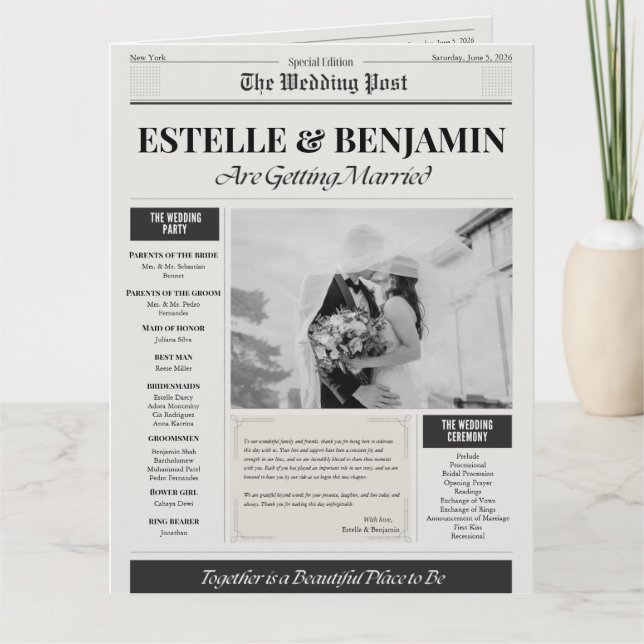 Programa de Jornais da Cerimônia de Casamento (Frente)