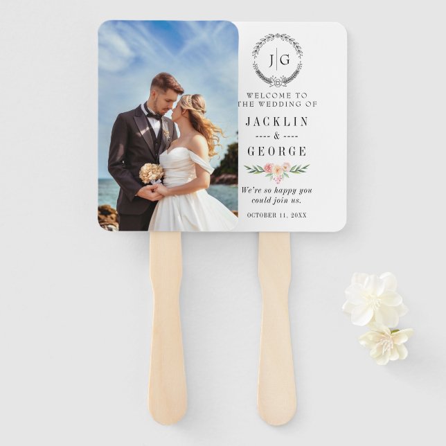 Programa de Leque de Casamento com Foto Personaliz (Frente e Verso)