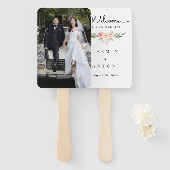 Programa de Leque de Casamento com Foto Personaliz (Frente e Verso)