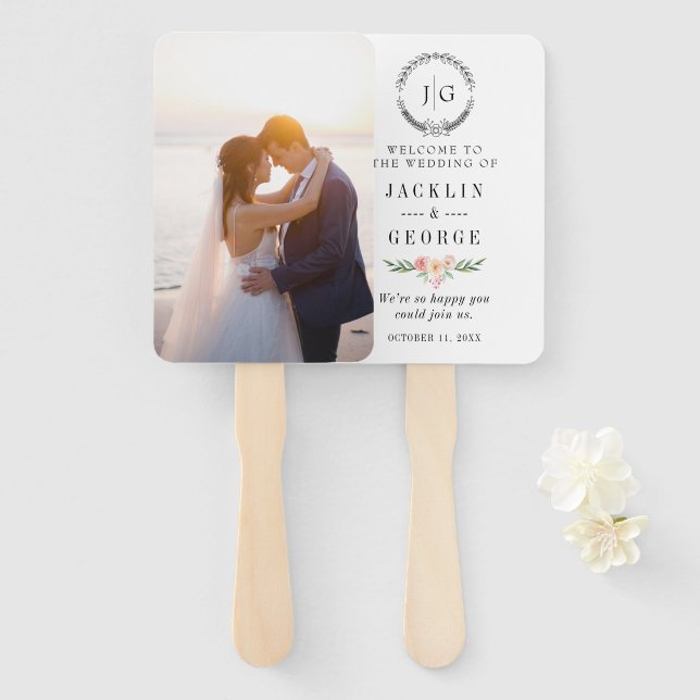 Programa de Leque de Casamento com Foto Personaliz (Frente e Verso)