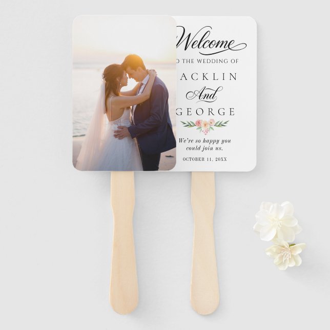 Programa de Leque de Casamento com Foto Personaliz (Frente e Verso)