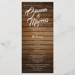 Programa de madeira do casamento do celeiro